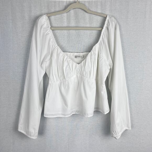 Abercrombie and Fitch Milkmaid Blouse Top White Cottagecore Cotton Romantic - Picture 1 of 8